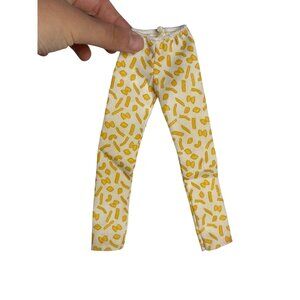 VTG Barbie Doll All Over Print Pasta Yellow Straight-Leg Pants Casual Outfit 90s